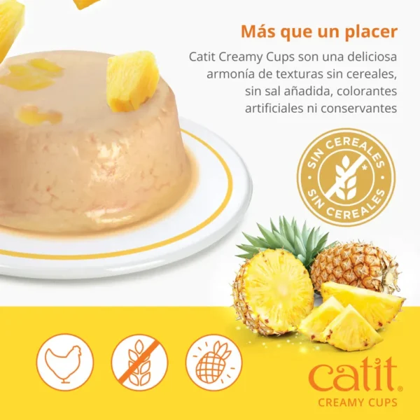 Catit Creamy Cups Mousse para Gatos Pollo Con Piña 4 x 25gr - Imagen 2