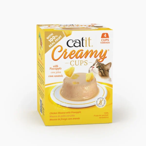 Catit Creamy Cups Mousse para Gatos Pollo Con Piña 4 x 25gr - Imagen 3