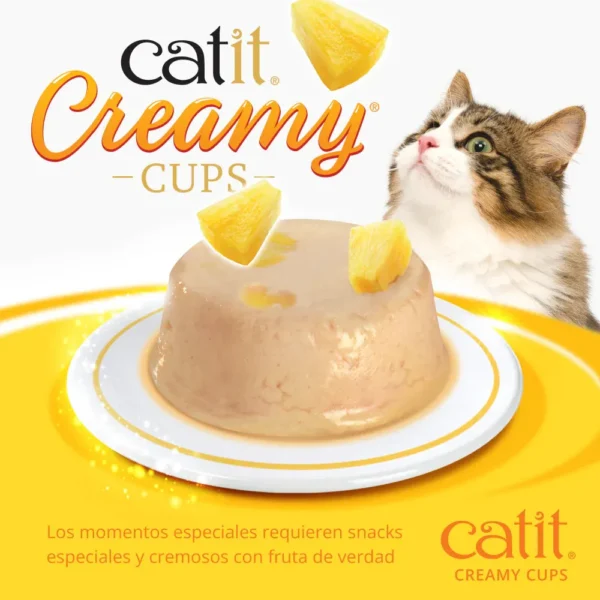 Catit Creamy Cups Mousse para Gatos Pollo Con Piña 4 x 25gr - Imagen 4