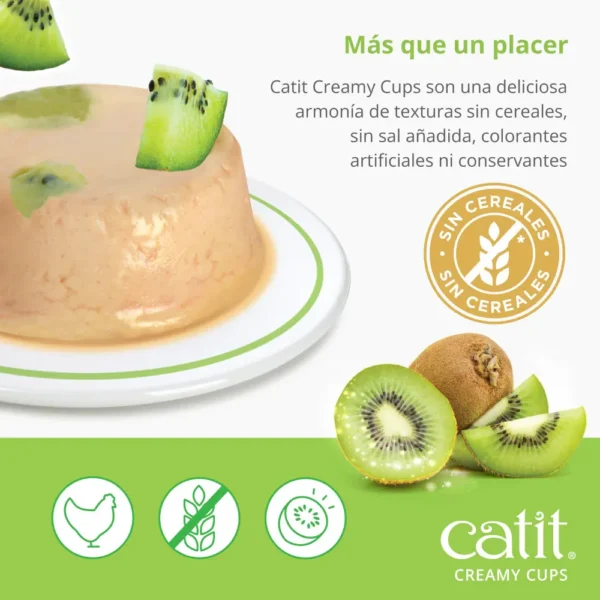 Catit Creamy Cups Mousse para Gatos Pollo Con Kiwi 4 x 25gr - Imagen 3