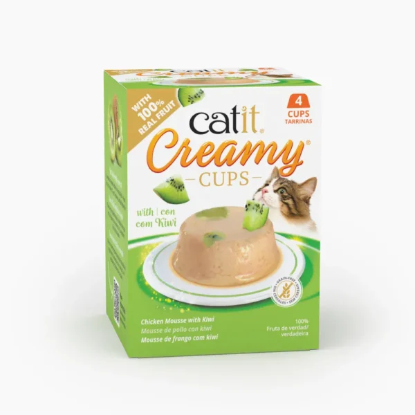 Catit Creamy Cups Mousse para Gatos Pollo Con Kiwi 4 x 25gr - Imagen 4