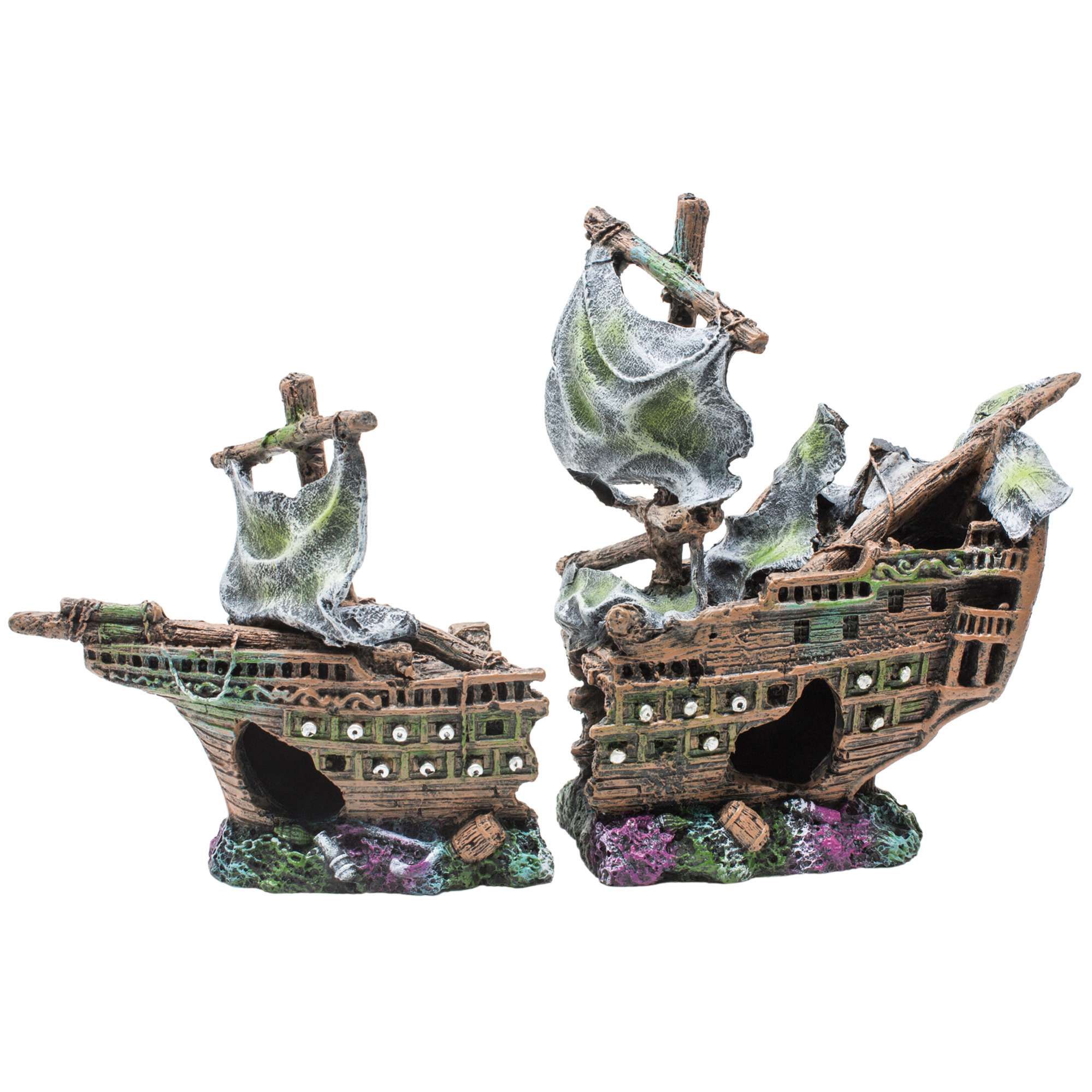 Galeon Velero 2piezas naufragio 25x10.5x17 cm