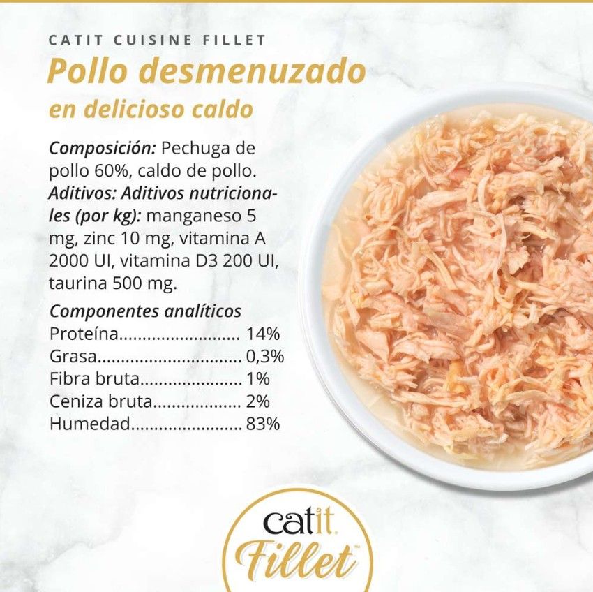 Catit Pollo desmenuzado para gatos Catit Cuisine Fillet 75gr - Imagen 3
